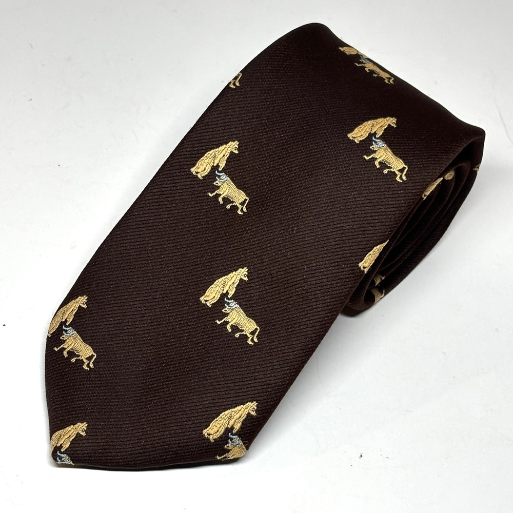 Blue Chip Gifts Necktie Mens OS Brown‎ Bull and Bear Finance Tie Stock Market